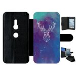 Etui a rabat - hyper animals space cerf - compatible avec sony xperia xz2 - simili - cuir - bord noir ...