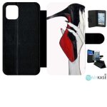Etui a rabat pour iphone 11 - escarpins rouge et noir - simili - cuir - noir