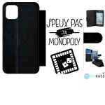Etui a rabat iphone 11 - j peux pas j ai monopoly 1 - simili - cuir - noir