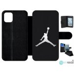 Etui a rabat pour iphone 11 - michael jordan logo gris - simili - cuir - noir
