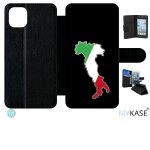 Etui a rabat iphone 11 pro max - botte italie fond noir - simili - cuir - noir