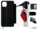 Etui a rabat pour iphone 11 pro max - escarpins rouge et noir - simili - cuir - noir