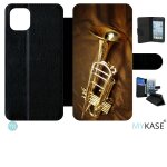 Etui a rabat iphone 11 pro max - trompette musique - simili - cuir - noir Etui a rabat iphone 11 pro max - trompette musique - simili - cuir - noir