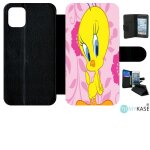 Etui a rabat pour iphone 11 - titi - simili - cuir - noir