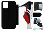 Etui a rabat pour iphone 12 mini - escarpins rouge et noir - simili - cuir - noir