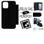 Etui a rabat iphone 12 mini - j peux pas j ai monopoly 1 - simili - cuir - noir Etui a rabat iphone 12 mini - j peux pas j ai monopoly 1 - simili - cuir - noir