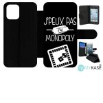 Etui a rabat iphone 12 mini - j peux pas j ai monopoly 2 - simili - cuir - noir Etui a rabat iphone 12 mini - j peux pas j ai monopoly 2 - simili - cuir - noir