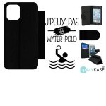 Etui a rabat iphone 12 mini - j peux pas j ai water polo 1 - simili - cuir - noir Etui a rabat iphone 12 mini - j peux pas j ai water polo 1 - simili - cuir - noir
