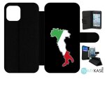 Etui a rabat iphone 12 pro - botte italie fond noir - simili - cuir - noir