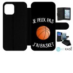 Etui a rabat iphone 12 pro - je peux pas j ai basket fond noir - simili - cuir - noir Etui a rabat iphone 12 pro - je peux pas j ai basket fond noir - simili - cuir - noir
