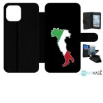 Etui a rabat iphone 12 pro max - botte italie fond noir - simili - cuir - noir