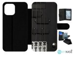 Etui a rabat iphone 12 pro max - guitare 1 - simili - cuir - noir