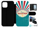 Etui a rabat iphone 12 - team gauchers - simili - cuir - noir Etui a rabat iphone 12 - team gauchers - simili - cuir - noir