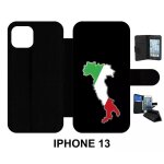 Etui a rabat iphone 13 - botte italie fond noir - simili - cuir - noir