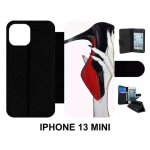 Etui a rabat pour iphone 13 mini - escarpins rouge et noir - simili - cuir - noir