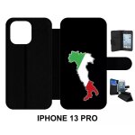 Etui a rabat iphone 13 pro - botte italie fond noir - simili - cuir - noir