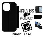 Etui a rabat iphone 13 pro - j peux pas j ai monopoly 1 - simili - cuir - noir