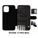 Etui a rabat iphone 13 pro max - guitare 1 - simili - cuir - noir