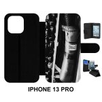 Etui a rabat iphone 13 pro - sac de boxe black and white - simili - cuir - noir