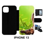 Etui a rabat iphone 13 - zen attitude bouddha bougie - simili - cuir - noir Etui a rabat iphone 13 - zen attitude bouddha bougie - simili - cuir - noir
