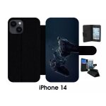 Etui a rabat iphone 14 - manette 3d xbox game - simili - cuir - noir