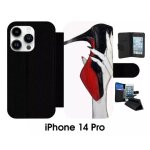 Etui a rabat pour iphone 14 pro - escarpins rouge et noir - simili - cuir - noir