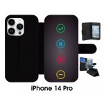 Etui a rabat iphone 14 pro - rebus i love windows and phone - simili - cuir - noir