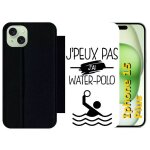 Etui a rabat pour iphone 15 plus - j peux pas j ai water polo 1 - silicone - noir Etui a rabat pour iphone 15 plus - j peux pas j ai water polo 1 - silicone - noir