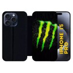 Etui a rabat pour iphone 15 pro - monster griffe - silicone - noir