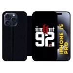 Etui a rabat pour iphone 15 pro - unkut haut de seine 92 - silicone - noir