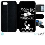 Etui a rabat iphone se 2020 - j peux pas j ai water polo 2 - simili - cuir - noir Etui a rabat iphone se 2020 - j peux pas j ai water polo 2 - simili - cuir - noir