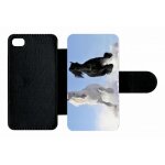 Etui a rabat iphone 4s - chevaux blanc et noir dans la neige - simili - cuir - noir Etui a rabat iphone 4s - chevaux blanc et noir dans la neige - simili - cuir - noir
