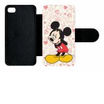 Etui a rabat iphone 4s - disney mickey love - simili - cuir - noir