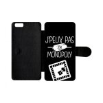 Etui a rabat iphone 6s + - j peux pas j ai monopoly 2 - simili - cuir - noir
