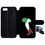 Etui a rabat iphone 7 - botte italie fond noir - simili - cuir - noir