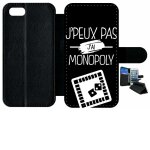 Etui a rabat iphone 8 - j peux pas j ai monopoly 2 - simili - cuir - noir