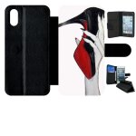 Etui a rabat pour iphone x - escarpins rouge et noir - simili - cuir - noir