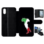 Etui a rabat iphone xs - botte italie fond noir - simili - cuir - noir