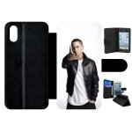 Etui a rabat iphone xs - hip hop rap us eminem - simili - cuir - noir