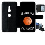Etui a rabat - je peux pas j ai basket fond noir - compatible avec sony xperia xz2 - simili - cuir - ...
