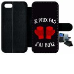 Etui a rabat - je peux pas j ai boxe fond noir - compatible avec apple iphone 7 - simili - cuir - bord ...