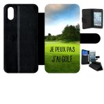 Etui a rabat - je peux pas j ai golf fond terrain - compatible avec apple iphone x - simili - cuir - ...