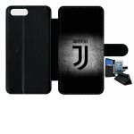 Etui a rabat - juventus foot logo fond noir - compatible avec apple iphone 8 plus - plastique - bord ...