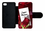 Etui a rabat - super maman l unique fond rose rouge - compatible avec apple iphone 4s - simili - cuir ...