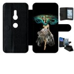 Etui a rabat - manga fille cheveux bleu - compatible avec sony xperia xz2 - simili - cuir - bord noir ...