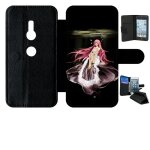 Etui a rabat - manga fille cheveux rose - compatible avec sony xperia xz2 - simili - cuir - bord noir ...