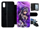 Etui a rabat - manga fille violet - compatible avec apple iphone xs - plastique - bord noir