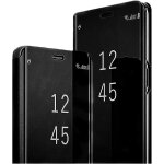 Etui a rabat miroir pour iphone xs max - cuir pu + abs, support pliable, protection 360, intrieur microfibre, ...