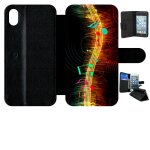 Etui a rabat - musique note multicolor - compatible avec apple iphone xr - simili - cuir - bord noir