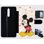Etui a rabat nokia 8 - disney mickey love - simili - cuir - noir